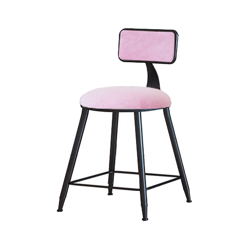 Modern Armless Backrest Counter Stool Iron Household Bar Stool with Velvet Cushion Pink 1 Piece Short Stool(18"H) Clearhalo 'Bar Furniture' 'Bar Stools' 'bar_stools' 'furn' 'furn_bar_stools' 'furniture_bar_stools' 'Kitchen & Dining Furniture' 'kitchen&dining_furn' 'kitchen' 'kitchen_furn' Furniture' 4251144