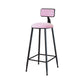 Modern Armless Backrest Counter Stool Iron Household Bar Stool with Velvet Cushion Pink 1 Piece Bar Stool(30"H) Clearhalo 'Bar Furniture' 'Bar Stools' 'bar_stools' 'furn' 'furn_bar_stools' 'furniture_bar_stools' 'Kitchen & Dining Furniture' 'kitchen&dining_furn' 'kitchen' 'kitchen_furn' Furniture' 4251147