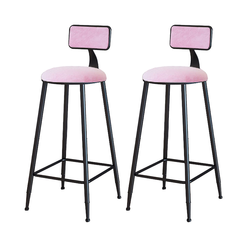 Modern Armless Backrest Counter Stool Iron Household Bar Stool with Velvet Cushion Pink 2 Piece Set Bar Stool(30"H) Clearhalo 'Bar Furniture' 'Bar Stools' 'bar_stools' 'furn' 'furn_bar_stools' 'furniture_bar_stools' 'Kitchen & Dining Furniture' 'kitchen&dining_furn' 'kitchen' 'kitchen_furn' Furniture' 4251148