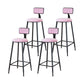 Modern Armless Backrest Counter Stool Iron Household Bar Stool with Velvet Cushion Pink 4 Piece Set Bar Stool(30"H) Clearhalo 'Bar Furniture' 'Bar Stools' 'bar_stools' 'furn' 'furn_bar_stools' 'furniture_bar_stools' 'Kitchen & Dining Furniture' 'kitchen&dining_furn' 'kitchen' 'kitchen_furn' Furniture' 4251149
