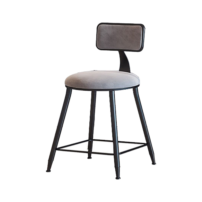 Modern Armless Backrest Counter Stool Iron Household Bar Stool with Velvet Cushion Gray 1 Piece Short Stool(18"H) Clearhalo 'Bar Furniture' 'Bar Stools' 'bar_stools' 'furn' 'furn_bar_stools' 'furniture_bar_stools' 'Kitchen & Dining Furniture' 'kitchen&dining_furn' 'kitchen' 'kitchen_furn' Furniture' 4251150