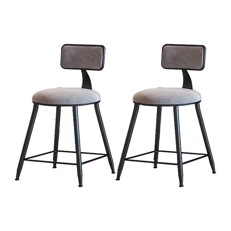 Modern Armless Backrest Counter Stool Iron Household Bar Stool with Velvet Cushion Gray 2 Piece Set Short Stool(18"H) Clearhalo 'Bar Furniture' 'Bar Stools' 'bar_stools' 'furn' 'furn_bar_stools' 'furniture_bar_stools' 'Kitchen & Dining Furniture' 'kitchen&dining_furn' 'kitchen' 'kitchen_furn' Furniture' 4251151
