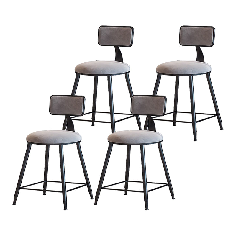 Modern Armless Backrest Counter Stool Iron Household Bar Stool with Velvet Cushion Gray 4 Piece Set Short Stool(18"H) Clearhalo 'Bar Furniture' 'Bar Stools' 'bar_stools' 'furn' 'furn_bar_stools' 'furniture_bar_stools' 'Kitchen & Dining Furniture' 'kitchen&dining_furn' 'kitchen' 'kitchen_furn' Furniture' 4251152