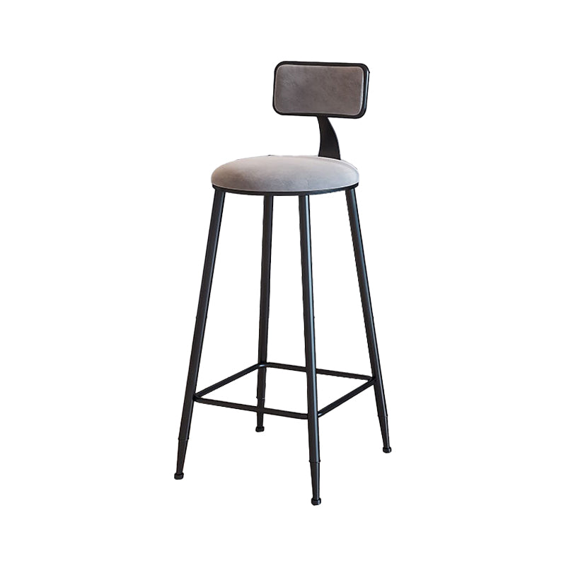 Modern Armless Backrest Counter Stool Iron Household Bar Stool with Velvet Cushion Gray 1 Piece Bar Stool(30"H) Clearhalo 'Bar Furniture' 'Bar Stools' 'bar_stools' 'furn' 'furn_bar_stools' 'furniture_bar_stools' 'Kitchen & Dining Furniture' 'kitchen&dining_furn' 'kitchen' 'kitchen_furn' Furniture' 4251153