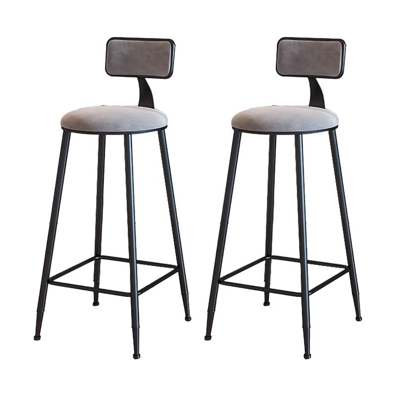 Modern Armless Backrest Counter Stool Iron Household Bar Stool with Velvet Cushion Gray 2 Piece Set Bar Stool(30"H) Clearhalo 'Bar Furniture' 'Bar Stools' 'bar_stools' 'furn' 'furn_bar_stools' 'furniture_bar_stools' 'Kitchen & Dining Furniture' 'kitchen&dining_furn' 'kitchen' 'kitchen_furn' Furniture' 4251154