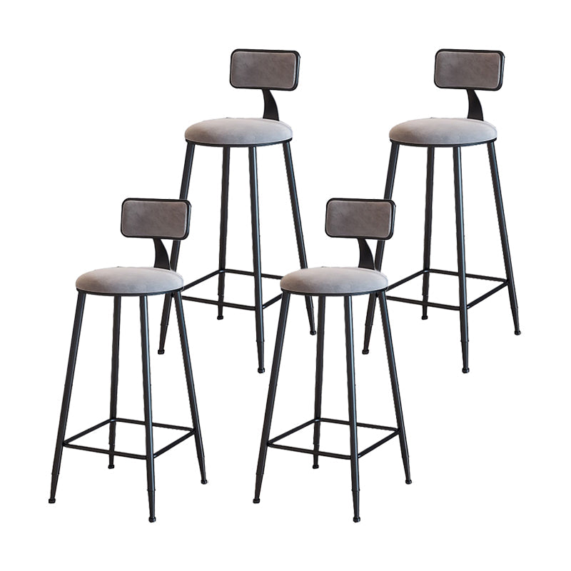 Modern Armless Backrest Counter Stool Iron Household Bar Stool with Velvet Cushion Gray 4 Piece Set Bar Stool(30"H) Clearhalo 'Bar Furniture' 'Bar Stools' 'bar_stools' 'furn' 'furn_bar_stools' 'furniture_bar_stools' 'Kitchen & Dining Furniture' 'kitchen&dining_furn' 'kitchen' 'kitchen_furn' Furniture' 4251155