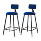 Modern Armless Backrest Counter Stool Iron Household Bar Stool with Velvet Cushion Blue 2 Piece Set Counter Stool(26"H) Clearhalo 'Bar Furniture' 'Bar Stools' 'bar_stools' 'furn' 'furn_bar_stools' 'furniture_bar_stools' 'Kitchen & Dining Furniture' 'kitchen&dining_furn' 'kitchen' 'kitchen_furn' Furniture' 4251157