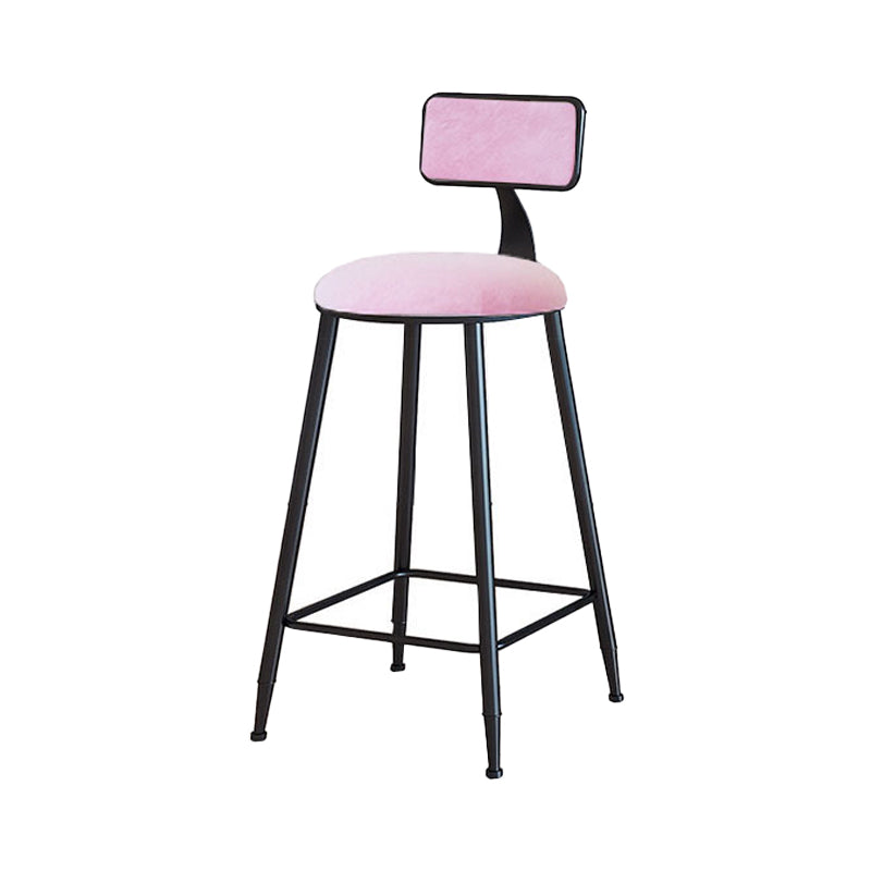 Modern Armless Backrest Counter Stool Iron Household Bar Stool with Velvet Cushion Pink 1 Piece Counter Stool(26"H) Clearhalo 'Bar Furniture' 'Bar Stools' 'bar_stools' 'furn' 'furn_bar_stools' 'furniture_bar_stools' 'Kitchen & Dining Furniture' 'kitchen&dining_furn' 'kitchen' 'kitchen_furn' Furniture' 4251159