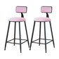 Modern Armless Backrest Counter Stool Iron Household Bar Stool with Velvet Cushion Pink 2 Piece Set Counter Stool(26"H) Clearhalo 'Bar Furniture' 'Bar Stools' 'bar_stools' 'furn' 'furn_bar_stools' 'furniture_bar_stools' 'Kitchen & Dining Furniture' 'kitchen&dining_furn' 'kitchen' 'kitchen_furn' Furniture' 4251160