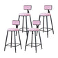 Modern Armless Backrest Counter Stool Iron Household Bar Stool with Velvet Cushion Pink 4 Piece Set Counter Stool(26"H) Clearhalo 'Bar Furniture' 'Bar Stools' 'bar_stools' 'furn' 'furn_bar_stools' 'furniture_bar_stools' 'Kitchen & Dining Furniture' 'kitchen&dining_furn' 'kitchen' 'kitchen_furn' Furniture' 4251161