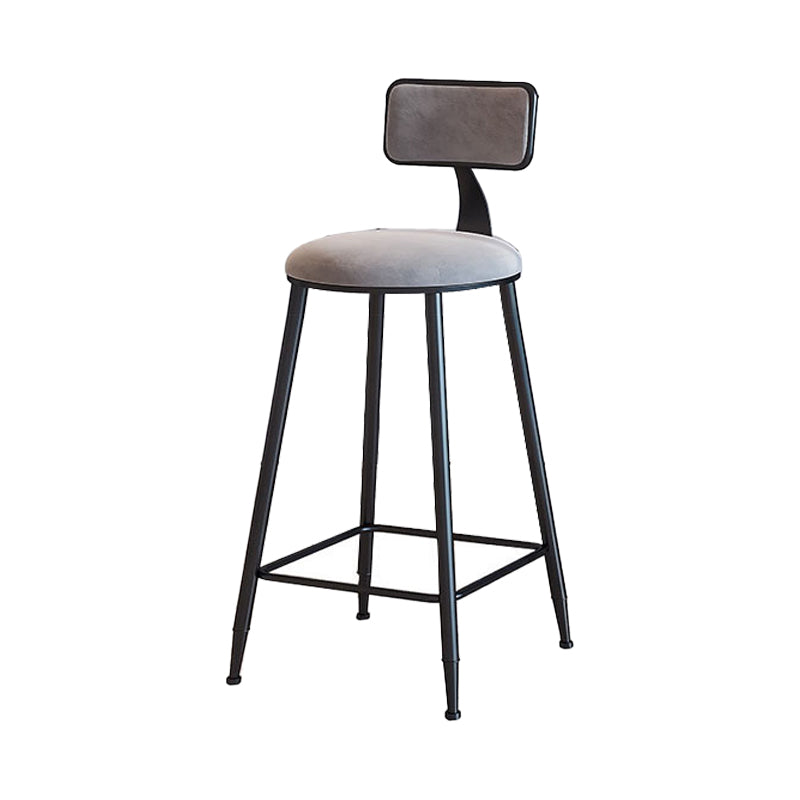 Modern Armless Backrest Counter Stool Iron Household Bar Stool with Velvet Cushion Gray 1 Piece Counter Stool(26"H) Clearhalo 'Bar Furniture' 'Bar Stools' 'bar_stools' 'furn' 'furn_bar_stools' 'furniture_bar_stools' 'Kitchen & Dining Furniture' 'kitchen&dining_furn' 'kitchen' 'kitchen_furn' Furniture' 4251162