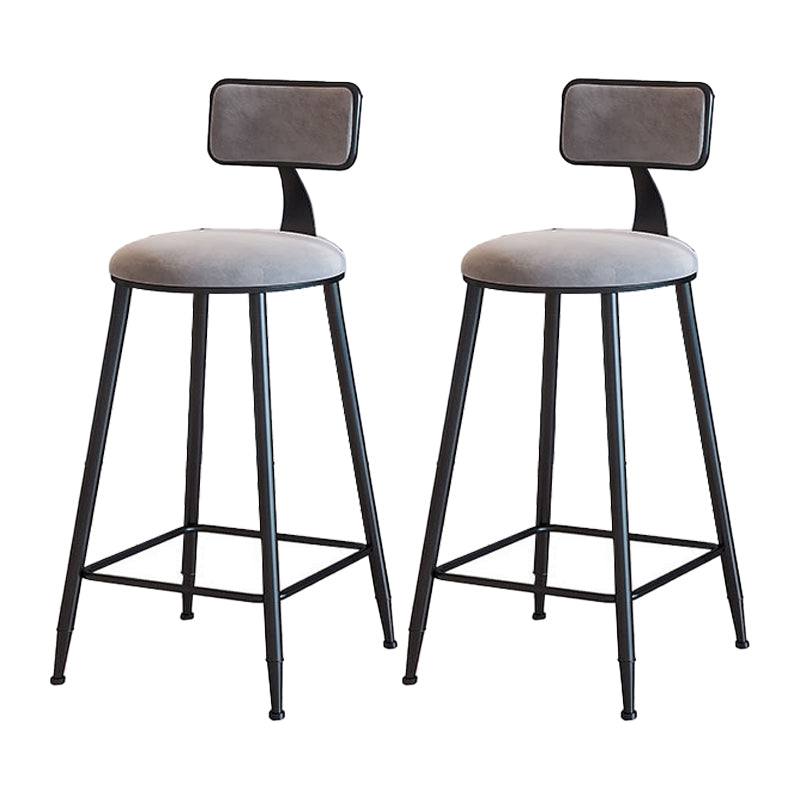 Modern Armless Backrest Counter Stool Iron Household Bar Stool with Velvet Cushion Gray 2 Piece Set Counter Stool(26"H) Clearhalo 'Bar Furniture' 'Bar Stools' 'bar_stools' 'furn' 'furn_bar_stools' 'furniture_bar_stools' 'Kitchen & Dining Furniture' 'kitchen&dining_furn' 'kitchen' 'kitchen_furn' Furniture' 4251163