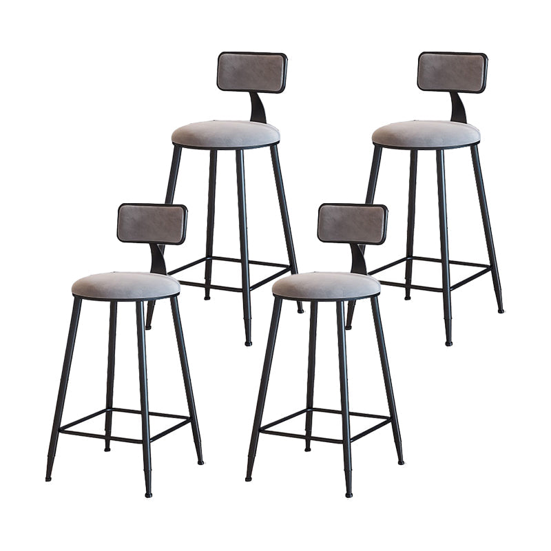 Modern Armless Backrest Counter Stool Iron Household Bar Stool with Velvet Cushion Gray 4 Piece Set Counter Stool(26"H) Clearhalo 'Bar Furniture' 'Bar Stools' 'bar_stools' 'furn' 'furn_bar_stools' 'furniture_bar_stools' 'Kitchen & Dining Furniture' 'kitchen&dining_furn' 'kitchen' 'kitchen_furn' Furniture' 4251164