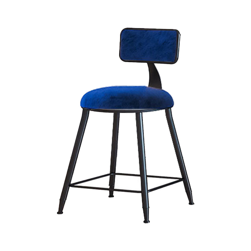 Modern Armless Backrest Counter Stool Iron Household Bar Stool with Velvet Cushion Blue 1 Piece Short Stool(18"H) Clearhalo 'Bar Furniture' 'Bar Stools' 'bar_stools' 'furn' 'furn_bar_stools' 'furniture_bar_stools' 'Kitchen & Dining Furniture' 'kitchen&dining_furn' 'kitchen' 'kitchen_furn' Furniture' 4251165