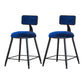 Modern Armless Backrest Counter Stool Iron Household Bar Stool with Velvet Cushion Blue 2 Piece Set Short Stool(18"H) Clearhalo 'Bar Furniture' 'Bar Stools' 'bar_stools' 'furn' 'furn_bar_stools' 'furniture_bar_stools' 'Kitchen & Dining Furniture' 'kitchen&dining_furn' 'kitchen' 'kitchen_furn' Furniture' 4251166