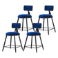Modern Armless Backrest Counter Stool Iron Household Bar Stool with Velvet Cushion Blue 4 Piece Set Short Stool(18"H) Clearhalo 'Bar Furniture' 'Bar Stools' 'bar_stools' 'furn' 'furn_bar_stools' 'furniture_bar_stools' 'Kitchen & Dining Furniture' 'kitchen&dining_furn' 'kitchen' 'kitchen_furn' Furniture' 4251167