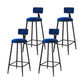 Modern Armless Backrest Counter Stool Iron Household Bar Stool with Velvet Cushion Blue 4 Piece Set Bar Stool(30"H) Clearhalo 'Bar Furniture' 'Bar Stools' 'bar_stools' 'furn' 'furn_bar_stools' 'furniture_bar_stools' 'Kitchen & Dining Furniture' 'kitchen&dining_furn' 'kitchen' 'kitchen_furn' Furniture' 4251170