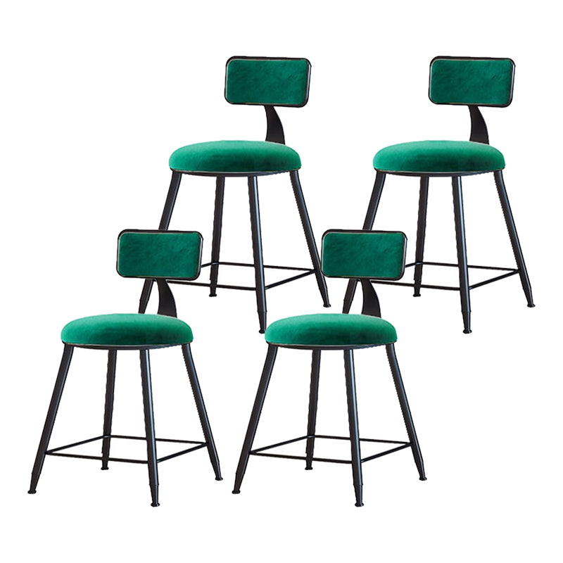 Modern Armless Backrest Counter Stool Iron Household Bar Stool with Velvet Cushion Green 4 Piece Set Short Stool(18"H) Clearhalo 'Bar Furniture' 'Bar Stools' 'bar_stools' 'furn' 'furn_bar_stools' 'furniture_bar_stools' 'Kitchen & Dining Furniture' 'kitchen&dining_furn' 'kitchen' 'kitchen_furn' Furniture' 4251173