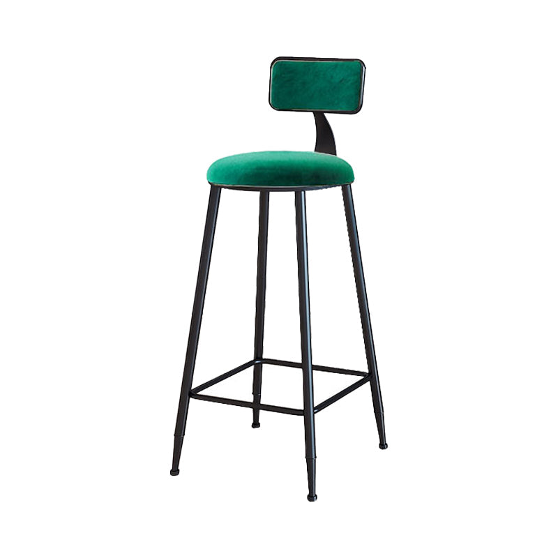 Modern Armless Backrest Counter Stool Iron Household Bar Stool with Velvet Cushion Green 1 Piece Bar Stool(30"H) Clearhalo 'Bar Furniture' 'Bar Stools' 'bar_stools' 'furn' 'furn_bar_stools' 'furniture_bar_stools' 'Kitchen & Dining Furniture' 'kitchen&dining_furn' 'kitchen' 'kitchen_furn' Furniture' 4251174