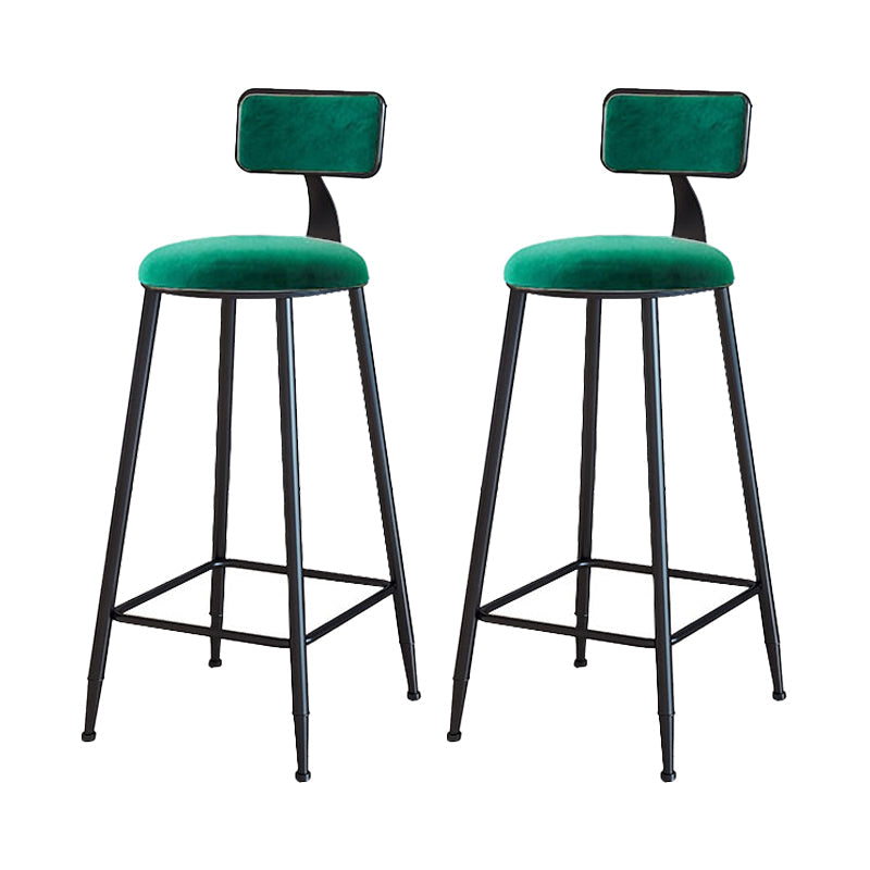 Modern Armless Backrest Counter Stool Iron Household Bar Stool with Velvet Cushion Green 2 Piece Set Bar Stool(30"H) Clearhalo 'Bar Furniture' 'Bar Stools' 'bar_stools' 'furn' 'furn_bar_stools' 'furniture_bar_stools' 'Kitchen & Dining Furniture' 'kitchen&dining_furn' 'kitchen' 'kitchen_furn' Furniture' 4251175
