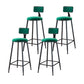 Modern Armless Backrest Counter Stool Iron Household Bar Stool with Velvet Cushion Green 4 Piece Set Bar Stool(30"H) Clearhalo 'Bar Furniture' 'Bar Stools' 'bar_stools' 'furn' 'furn_bar_stools' 'furniture_bar_stools' 'Kitchen & Dining Furniture' 'kitchen&dining_furn' 'kitchen' 'kitchen_furn' Furniture' 4251176