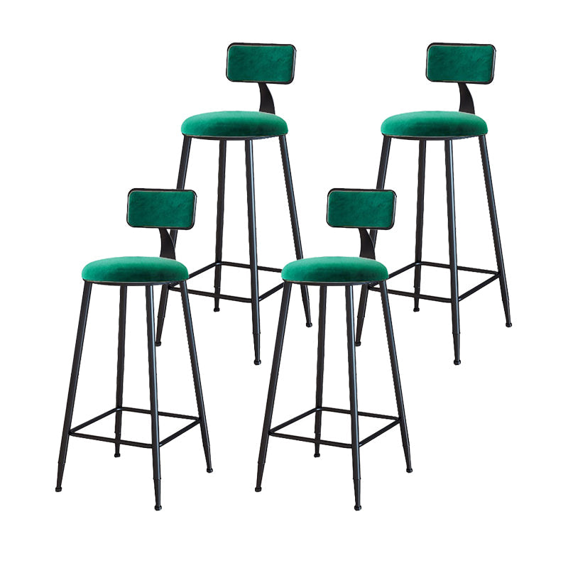 Modern Armless Backrest Counter Stool Iron Household Bar Stool with Velvet Cushion Green 4 Piece Set Bar Stool(30"H) Clearhalo 'Bar Furniture' 'Bar Stools' 'bar_stools' 'furn' 'furn_bar_stools' 'furniture_bar_stools' 'Kitchen & Dining Furniture' 'kitchen&dining_furn' 'kitchen' 'kitchen_furn' Furniture' 4251176