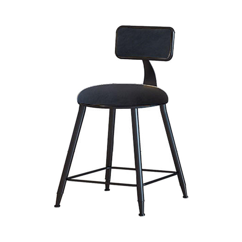 Modern Armless Backrest Counter Stool Iron Household Bar Stool with Velvet Cushion Black 1 Piece Short Stool(18"H) Clearhalo 'Bar Furniture' 'Bar Stools' 'bar_stools' 'furn' 'furn_bar_stools' 'furniture_bar_stools' 'Kitchen & Dining Furniture' 'kitchen&dining_furn' 'kitchen' 'kitchen_furn' Furniture' 4251177