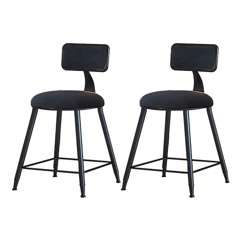 Modern Armless Backrest Counter Stool Iron Household Bar Stool with Velvet Cushion Black 2 Piece Set Short Stool(18"H) Clearhalo 'Bar Furniture' 'Bar Stools' 'bar_stools' 'furn' 'furn_bar_stools' 'furniture_bar_stools' 'Kitchen & Dining Furniture' 'kitchen&dining_furn' 'kitchen' 'kitchen_furn' Furniture' 4251178