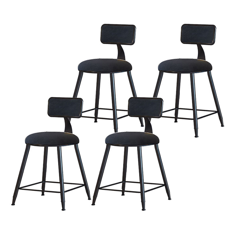 Modern Armless Backrest Counter Stool Iron Household Bar Stool with Velvet Cushion Black 4 Piece Set Short Stool(18"H) Clearhalo 'Bar Furniture' 'Bar Stools' 'bar_stools' 'furn' 'furn_bar_stools' 'furniture_bar_stools' 'Kitchen & Dining Furniture' 'kitchen&dining_furn' 'kitchen' 'kitchen_furn' Furniture' 4251179