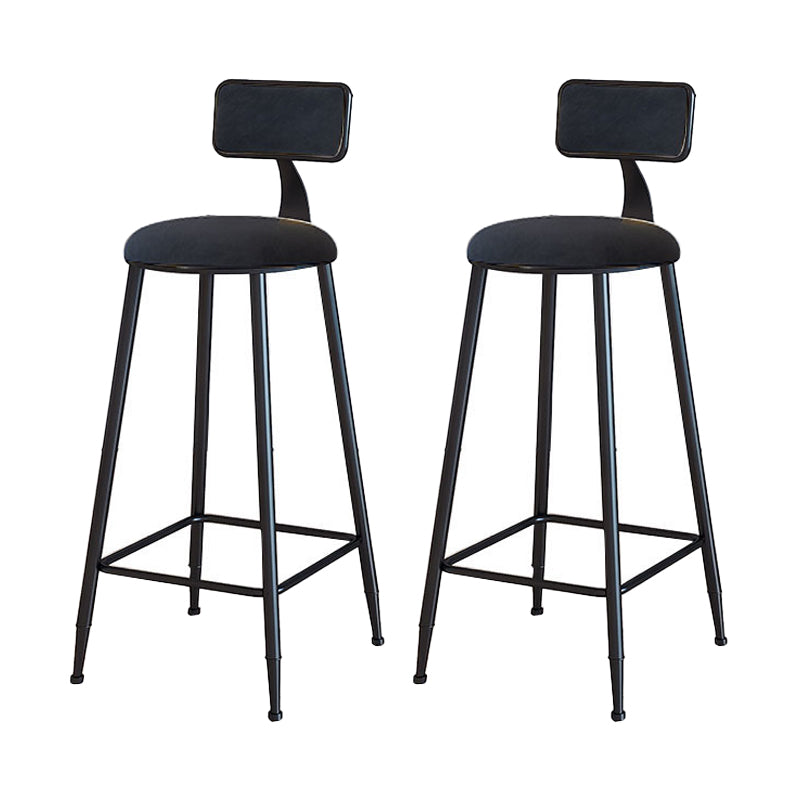 Modern Armless Backrest Counter Stool Iron Household Bar Stool with Velvet Cushion Black 2 Piece Set Bar Stool(30"H) Clearhalo 'Bar Furniture' 'Bar Stools' 'bar_stools' 'furn' 'furn_bar_stools' 'furniture_bar_stools' 'Kitchen & Dining Furniture' 'kitchen&dining_furn' 'kitchen' 'kitchen_furn' Furniture' 4251180