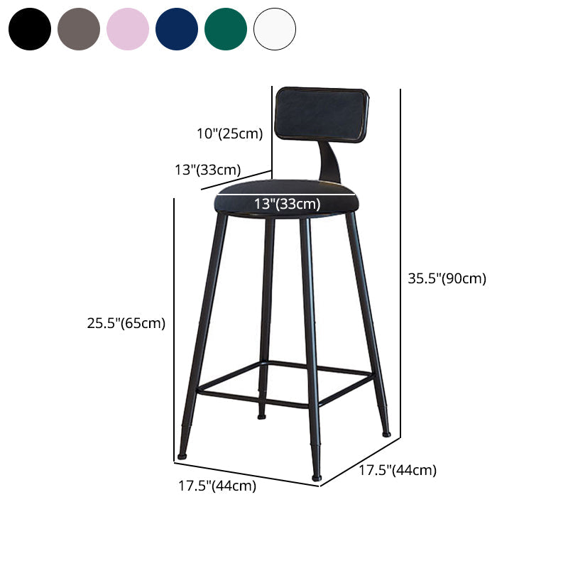 Modern Armless Backrest Counter Stool Iron Household Bar Stool with Velvet Cushion Clearhalo 'Bar Furniture' 'Bar Stools' 'bar_stools' 'furn' 'furn_bar_stools' 'furniture_bar_stools' 'Kitchen & Dining Furniture' 'kitchen&dining_furn' 'kitchen' 'kitchen_furn' Furniture' 4251183