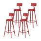 Modern Armless Backrest Counter Stool Iron Milk Tea Shop Bar Stool with Leather Cushion Red 4 Piece Set Bar Stool(30"H) Clearhalo 'Bar Furniture' 'Bar Stools' 'bar_stools' 'furn' 'furn_bar_stools' 'furniture_bar_stools' 'Kitchen & Dining Furniture' 'kitchen&dining_furn' 'kitchen' 'kitchen_furn' Furniture' 4251196