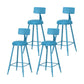 Modern Armless Backrest Counter Stool Iron Milk Tea Shop Bar Stool with Leather Cushion Blue 4 Piece Set Counter Stool(26"H) Clearhalo 'Bar Furniture' 'Bar Stools' 'bar_stools' 'furn' 'furn_bar_stools' 'furniture_bar_stools' 'Kitchen & Dining Furniture' 'kitchen&dining_furn' 'kitchen' 'kitchen_furn' Furniture' 4251202