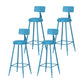 Modern Armless Backrest Counter Stool Iron Milk Tea Shop Bar Stool with Leather Cushion Blue 4 Piece Set Bar Stool(30"H) Clearhalo 'Bar Furniture' 'Bar Stools' 'bar_stools' 'furn' 'furn_bar_stools' 'furniture_bar_stools' 'Kitchen & Dining Furniture' 'kitchen&dining_furn' 'kitchen' 'kitchen_furn' Furniture' 4251215