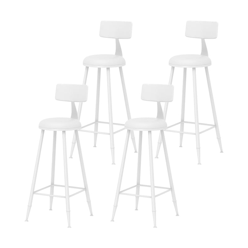 Modern Armless Backrest Counter Stool Iron Milk Tea Shop Bar Stool with Leather Cushion White 4 Piece Set Bar Stool(30"H) Clearhalo 'Bar Furniture' 'Bar Stools' 'bar_stools' 'furn' 'furn_bar_stools' 'furniture_bar_stools' 'Kitchen & Dining Furniture' 'kitchen&dining_furn' 'kitchen' 'kitchen_furn' Furniture' 4251218