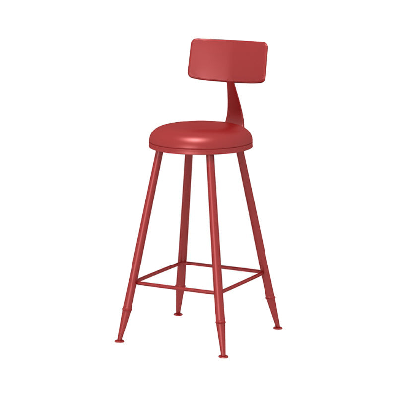 Modern Armless Backrest Counter Stool Iron Milk Tea Shop Bar Stool with Leather Cushion Red 1 Piece Counter Stool(26"H) Clearhalo 'Bar Furniture' 'Bar Stools' 'bar_stools' 'furn' 'furn_bar_stools' 'furniture_bar_stools' 'Kitchen & Dining Furniture' 'kitchen&dining_furn' 'kitchen' 'kitchen_furn' Furniture' 4251222