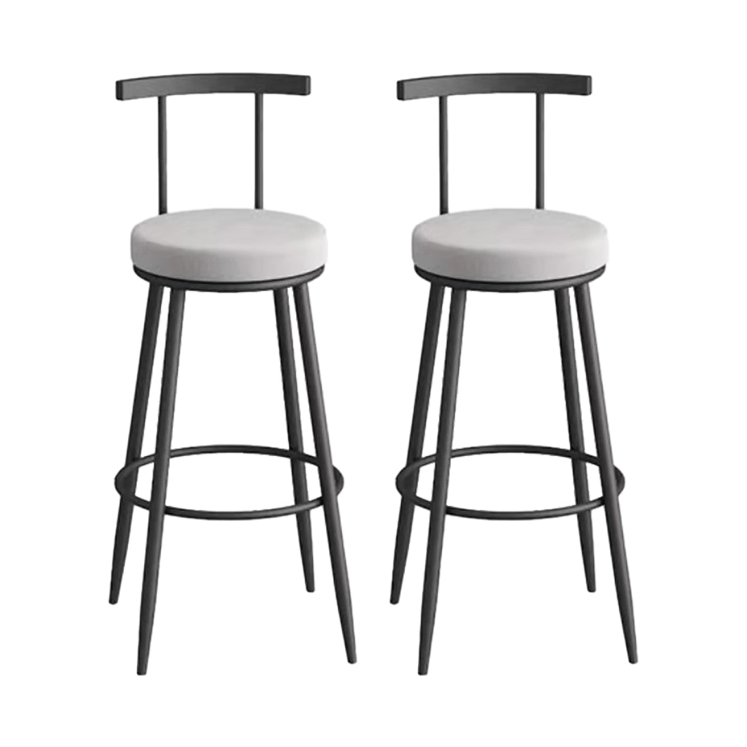 Glam Metal Upholstered Barstool Indoor Bar Stool with Iron Legs Black Gray 2 Piece Set Clearhalo 'Bar Furniture' 'Bar Stools' 'bar_stools' 'furn' 'furn_bar_stools' 'furniture_bar_stools' 'Kitchen & Dining Furniture' 'kitchen&dining_furn' 'kitchen' 'kitchen_furn' Furniture' 4251241