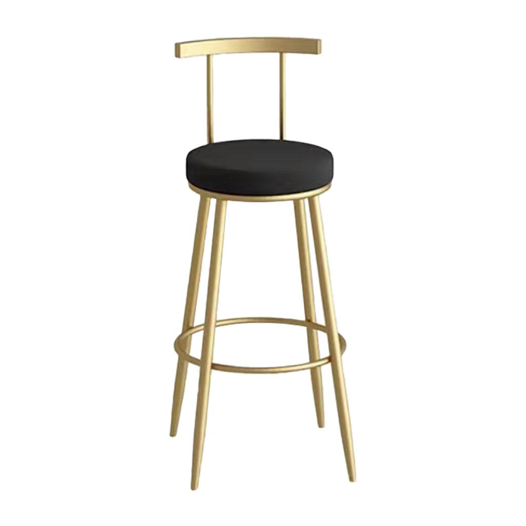 Glam Metal Upholstered Barstool Indoor Bar Stool with Iron Legs Gold Black 1 Piece Clearhalo 'Bar Furniture' 'Bar Stools' 'bar_stools' 'furn' 'furn_bar_stools' 'furniture_bar_stools' 'Kitchen & Dining Furniture' 'kitchen&dining_furn' 'kitchen' 'kitchen_furn' Furniture' 4251243