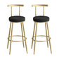Glam Metal Upholstered Barstool Indoor Bar Stool with Iron Legs Gold Black 2 Piece Set Clearhalo 'Bar Furniture' 'Bar Stools' 'bar_stools' 'furn' 'furn_bar_stools' 'furniture_bar_stools' 'Kitchen & Dining Furniture' 'kitchen&dining_furn' 'kitchen' 'kitchen_furn' Furniture' 4251246
