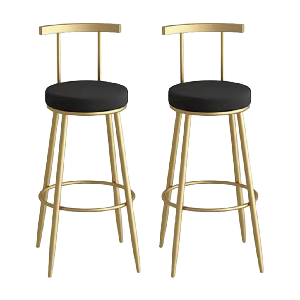 Glam Metal Upholstered Barstool Indoor Bar Stool with Iron Legs Gold Black 2 Piece Set Clearhalo 'Bar Furniture' 'Bar Stools' 'bar_stools' 'furn' 'furn_bar_stools' 'furniture_bar_stools' 'Kitchen & Dining Furniture' 'kitchen&dining_furn' 'kitchen' 'kitchen_furn' Furniture' 4251246