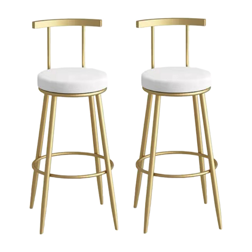 Glam Metal Upholstered Barstool Indoor Bar Stool with Iron Legs Gold White 2 Piece Set Clearhalo 'Bar Furniture' 'Bar Stools' 'bar_stools' 'furn' 'furn_bar_stools' 'furniture_bar_stools' 'Kitchen & Dining Furniture' 'kitchen&dining_furn' 'kitchen' 'kitchen_furn' Furniture' 4251251
