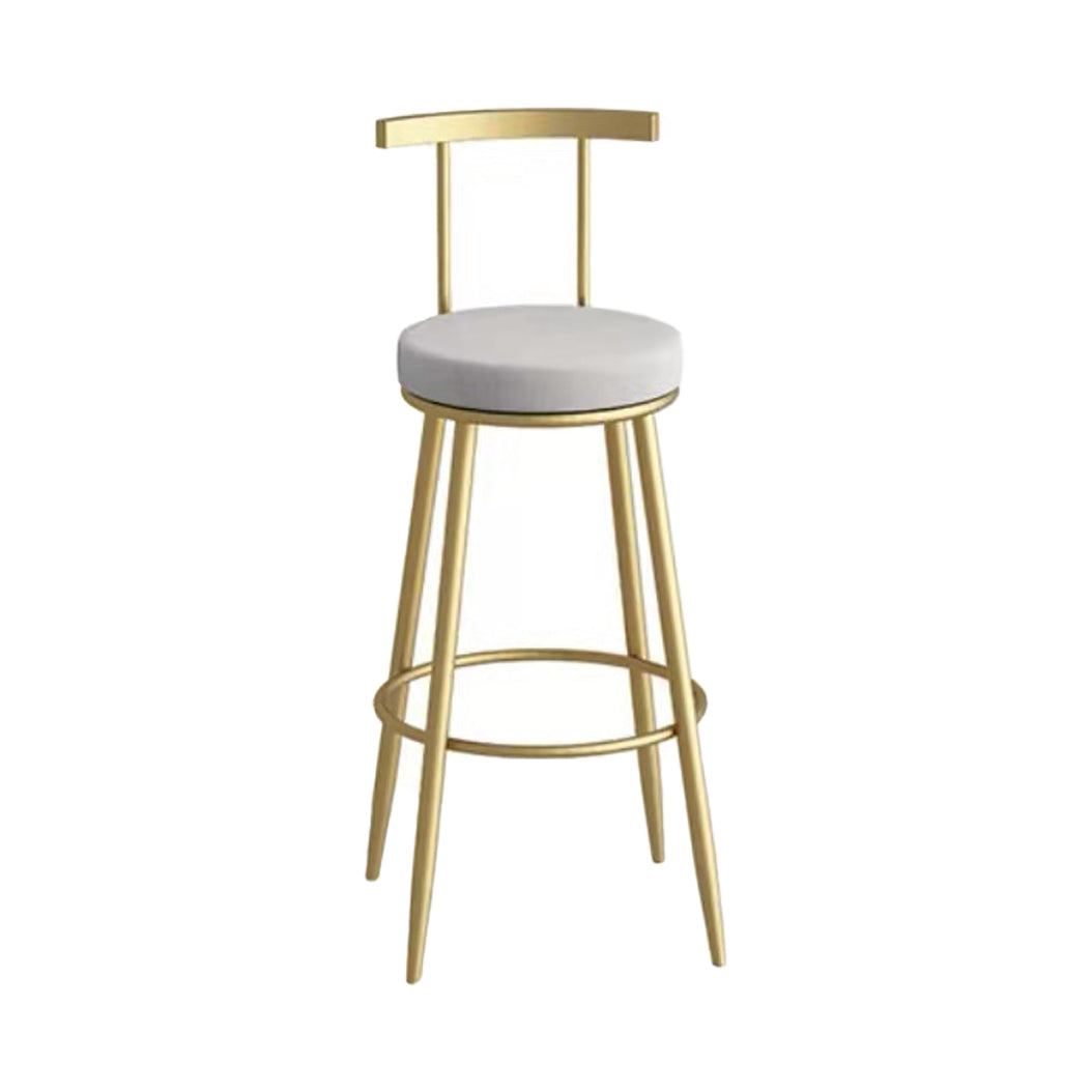 Glam Metal Upholstered Barstool Indoor Bar Stool with Iron Legs Gold Gray 1 Piece Clearhalo 'Bar Furniture' 'Bar Stools' 'bar_stools' 'furn' 'furn_bar_stools' 'furniture_bar_stools' 'Kitchen & Dining Furniture' 'kitchen&dining_furn' 'kitchen' 'kitchen_furn' Furniture' 4251253
