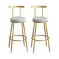 Glam Metal Upholstered Barstool Indoor Bar Stool with Iron Legs Gold Gray 2 Piece Set Clearhalo 'Bar Furniture' 'Bar Stools' 'bar_stools' 'furn' 'furn_bar_stools' 'furniture_bar_stools' 'Kitchen & Dining Furniture' 'kitchen&dining_furn' 'kitchen' 'kitchen_furn' Furniture' 4251254