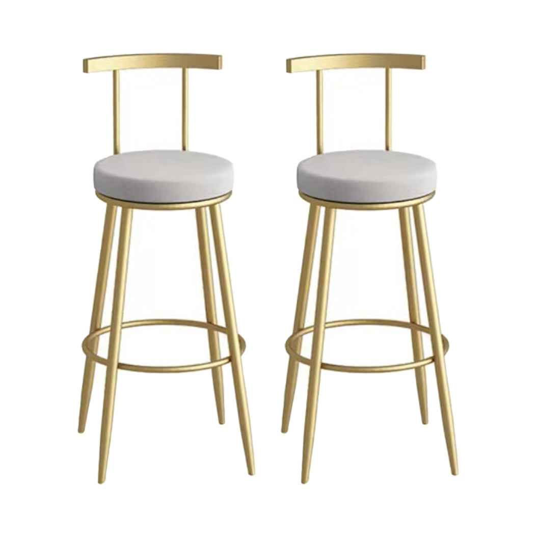 Glam Metal Upholstered Barstool Indoor Bar Stool with Iron Legs Gold Gray 2 Piece Set Clearhalo 'Bar Furniture' 'Bar Stools' 'bar_stools' 'furn' 'furn_bar_stools' 'furniture_bar_stools' 'Kitchen & Dining Furniture' 'kitchen&dining_furn' 'kitchen' 'kitchen_furn' Furniture' 4251254