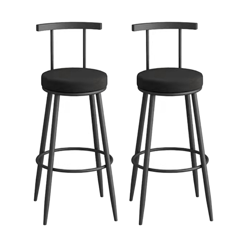 Glam Metal Upholstered Barstool Indoor Bar Stool with Iron Legs Black Black 2 Piece Set Clearhalo 'Bar Furniture' 'Bar Stools' 'bar_stools' 'furn' 'furn_bar_stools' 'furniture_bar_stools' 'Kitchen & Dining Furniture' 'kitchen&dining_furn' 'kitchen' 'kitchen_furn' Furniture' 4251256