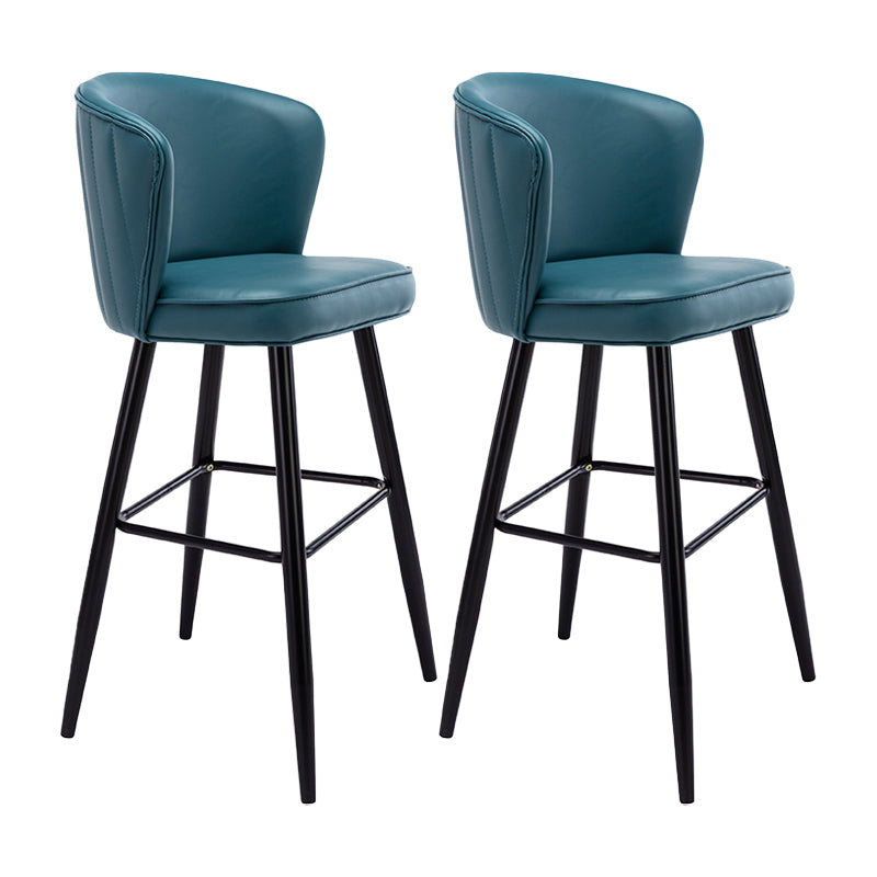 Contemporary Metal Upholstered Barstool Indoor Bar Stool with Iron Legs and Low Back Royal Blue 2 Piece Set Bar Stool(30"H) Clearhalo 'Bar Furniture' 'Bar Stools' 'bar_stools' 'furn' 'furn_bar_stools' 'furniture_bar_stools' 'Kitchen & Dining Furniture' 'kitchen&dining_furn' 'kitchen' 'kitchen_furn' Furniture' 4251261
