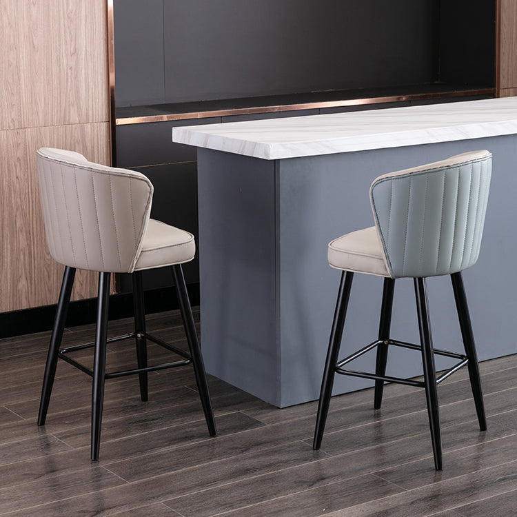 Contemporary Metal Upholstered Barstool Indoor Bar Stool with Iron Legs and Low Back Clearhalo 'Bar Furniture' 'Bar Stools' 'bar_stools' 'furn' 'furn_bar_stools' 'furniture_bar_stools' 'Kitchen & Dining Furniture' 'kitchen&dining_furn' 'kitchen' 'kitchen_furn' Furniture' 4251262