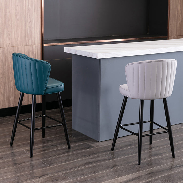 Contemporary Metal Upholstered Barstool Indoor Bar Stool with Iron Legs and Low Back Clearhalo 'Bar Furniture' 'Bar Stools' 'bar_stools' 'furn' 'furn_bar_stools' 'furniture_bar_stools' 'Kitchen & Dining Furniture' 'kitchen&dining_furn' 'kitchen' 'kitchen_furn' Furniture' 4251264