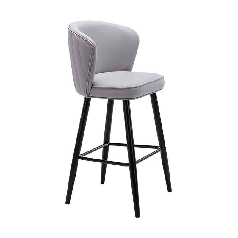 Contemporary Metal Upholstered Barstool Indoor Bar Stool with Iron Legs and Low Back Grey 1 Piece Counter Stool(26"H) Clearhalo 'Bar Furniture' 'Bar Stools' 'bar_stools' 'furn' 'furn_bar_stools' 'furniture_bar_stools' 'Kitchen & Dining Furniture' 'kitchen&dining_furn' 'kitchen' 'kitchen_furn' Furniture' 4251266