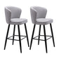 Contemporary Metal Upholstered Barstool Indoor Bar Stool with Iron Legs and Low Back Grey 2 Piece Set Counter Stool(26"H) Clearhalo 'Bar Furniture' 'Bar Stools' 'bar_stools' 'furn' 'furn_bar_stools' 'furniture_bar_stools' 'Kitchen & Dining Furniture' 'kitchen&dining_furn' 'kitchen' 'kitchen_furn' Furniture' 4251268